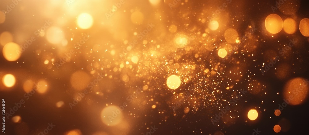 Aufkleber Golden glittering bokeh background with shimmering particles creating a warm and enchanting atmosphere for festive or artistic themes