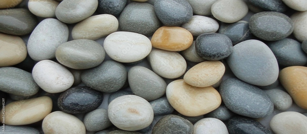 Aufkleber Smooth sea pebbles stone texture in various shades creating a natural background for design projects and artistic use.