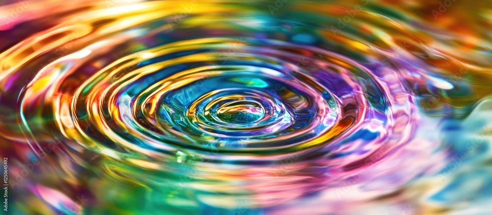 Aufkleber Colorful water ripples creating a mesmerizing abstract pattern showcasing vibrant hues and dynamic movement in liquid form.