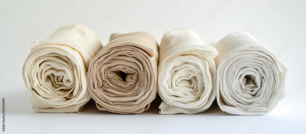 Aufkleber Rolled light-colored natural fabrics showcasing a soft and elegant texture for diverse background applications in design and photography.