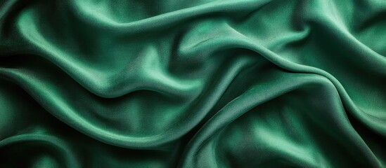 Fototapeta premium Green velvet fabric texture background showcasing soft smooth textile material with ample space for overlaying text or design elements.