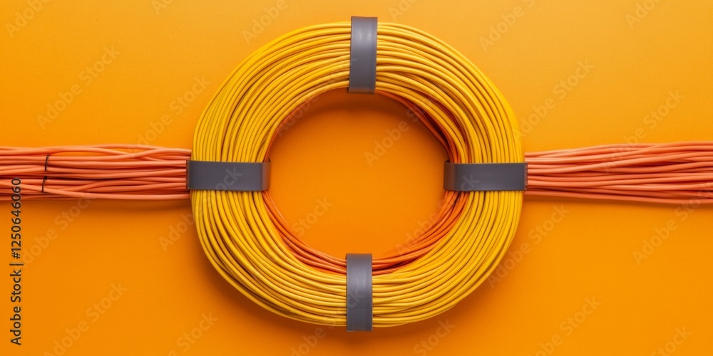 Aufkleber Contemporary Tech Design Vibrant Cable Arrangement on Textured Surface - Enterprise Networking Solutions and Modern Computing Infrastructure Aesthetic