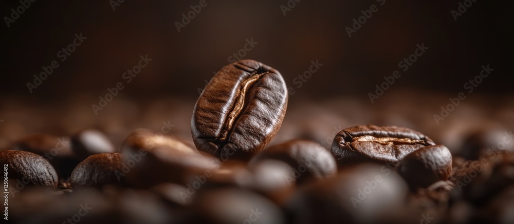 Poster Roasted coffee beans arranged for a stylish background with ample copy space for text or branding messages.
