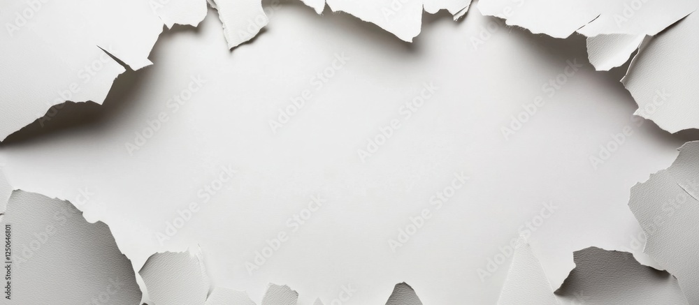Aufkleber Torn white paper texture creating a blank space for design or text use in advertising or creative projects