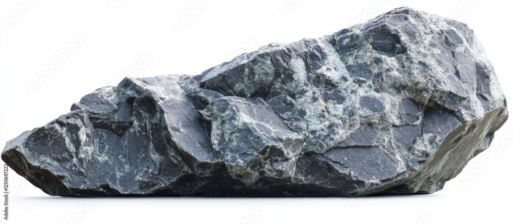 Poster Granite rock isolated on white background suitable for natural stone design or geological illustration with detailed texture and shape.