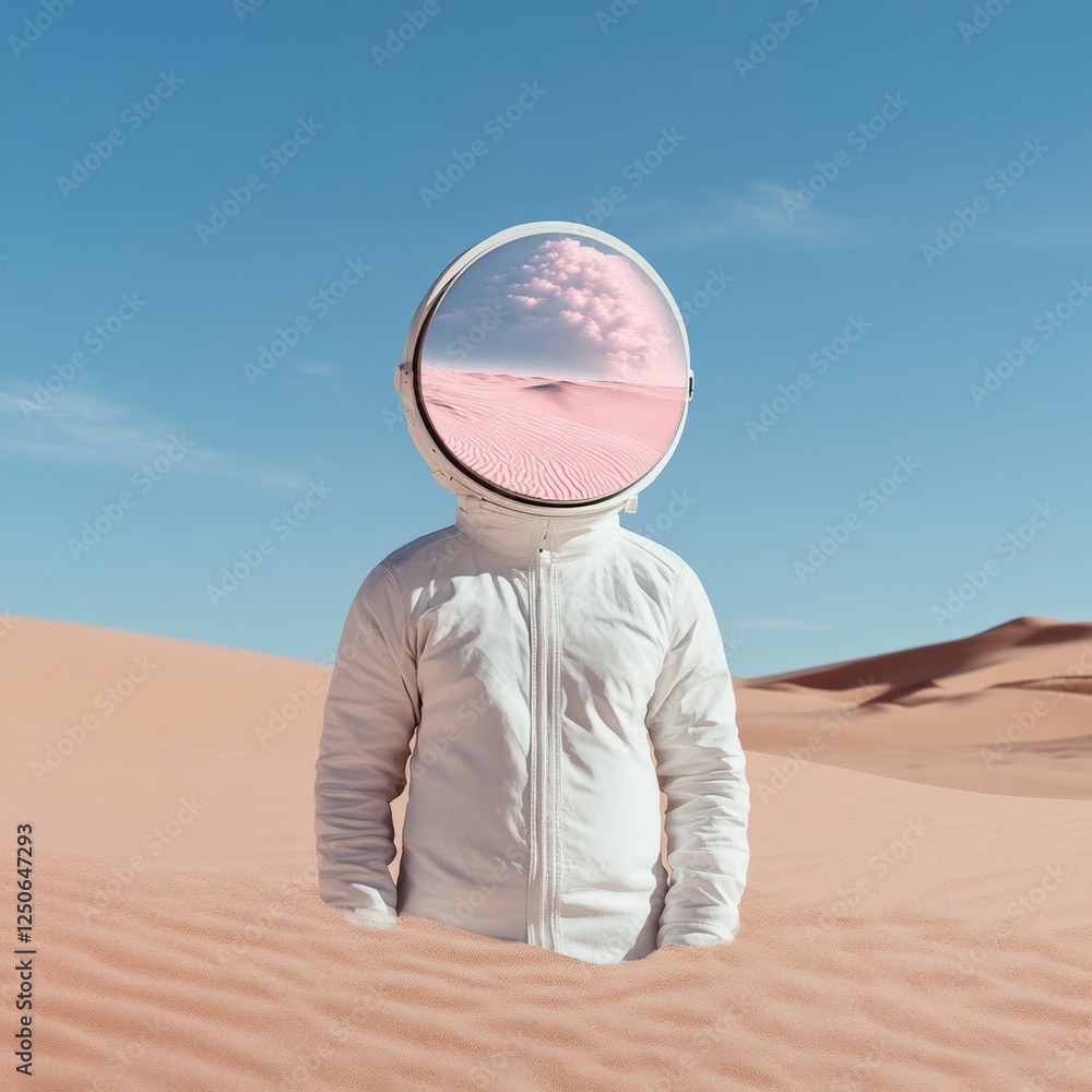 Aufkleber futuristic protective wear innovative spacesuit design with reflective surfaces and textured fabrics