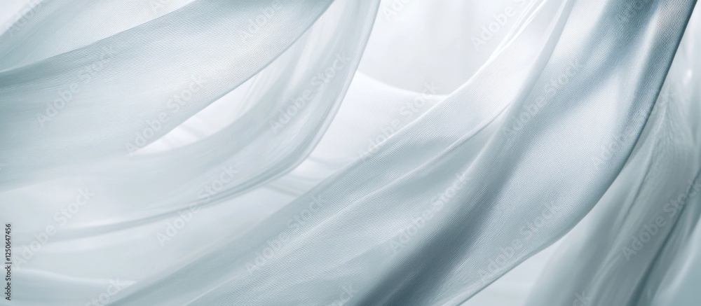 Aufkleber Soft translucent grey fabric with gentle folds and drapes creating an abstract background ideal for design and artistic projects.