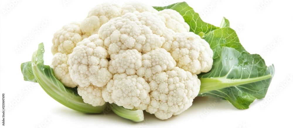 Poster romanesco cauliflower freshly harvested on white background showcasing its unique fractal pattern an