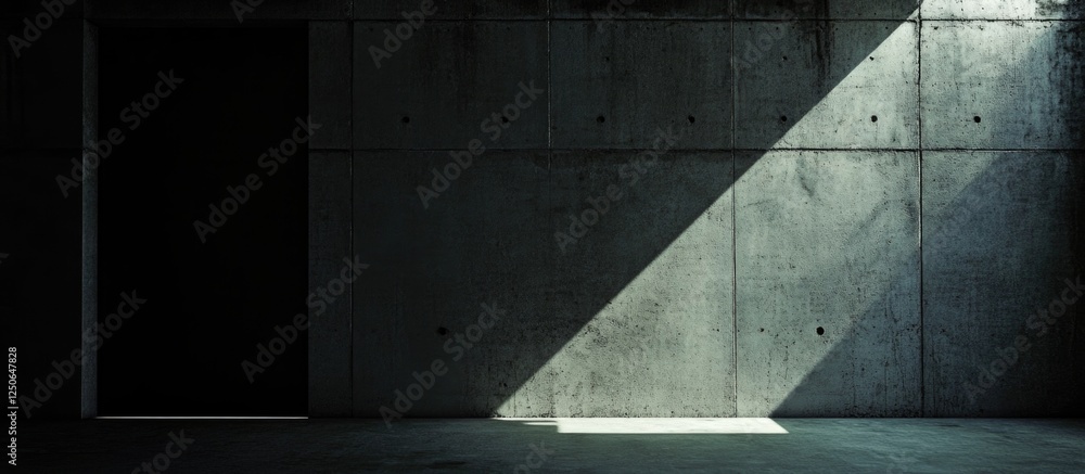 Poster dark concrete wall with low light and contrasting shadow for dramatic background and design elements