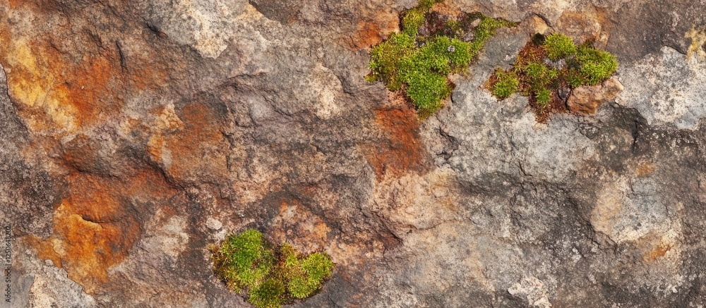 Aufkleber Textured rock surface with patches of moss providing a natural earthy background for design and artistic projects.