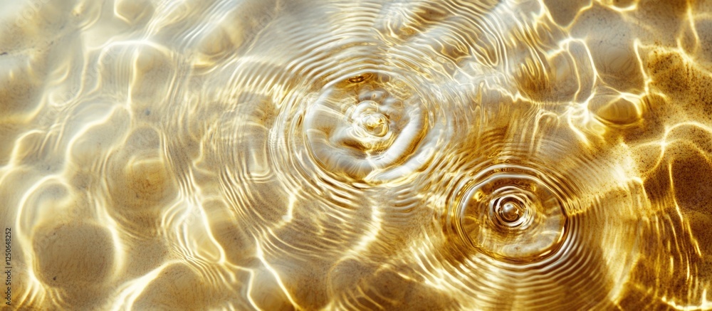 Leinwandbilder golden water ripples creating mesmerizing patterns on the sandy beach surface under sunlight.