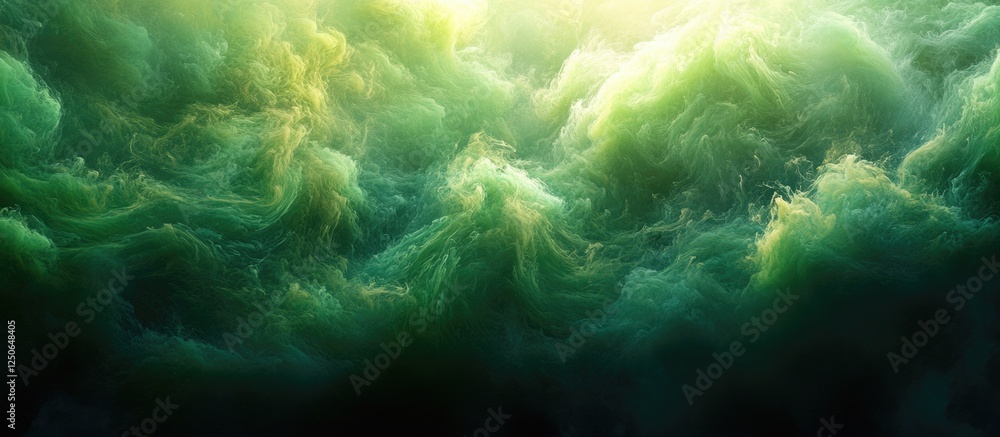 Poster mysterious green smoke swirling against a dark background creating an ethereal and captivating abstr
