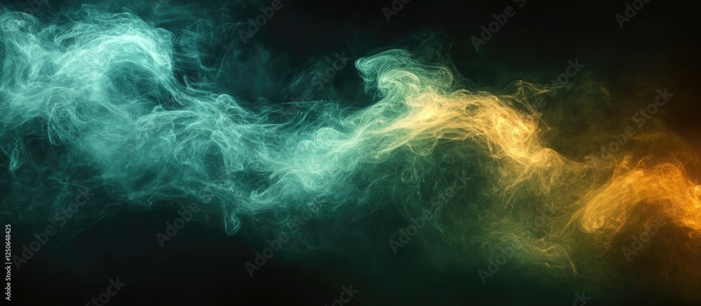 Poster colorful smoke waves flowing gracefully on a dark background creating an abstract and dynamic artist