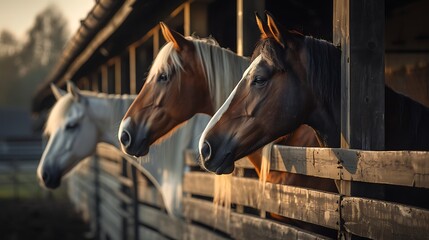Obraz premium Color shot of some horses in a stable