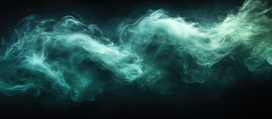Dynamic green smoke swirling against a dark backdrop creating an atmospheric and mystical visual effect for backgrounds or design projects.