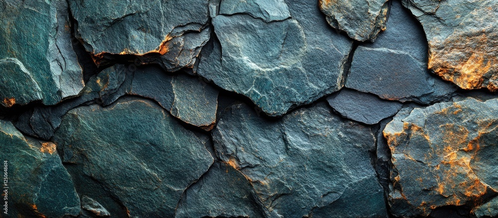 Poster dark green slate rock surface with natural textures for background and design use