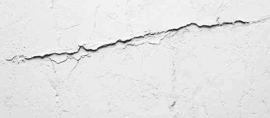 Cracked texture of an aged white concrete wall showcasing imperfections and wear in a long horizontal stripe pattern.