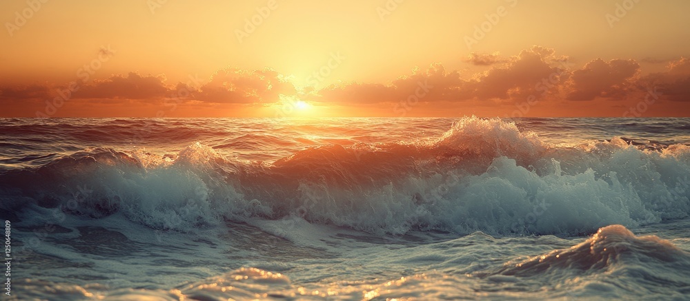 Aufkleber serene ocean waves at sunset with a nostalgic vintage sepia tone for a calming background effect