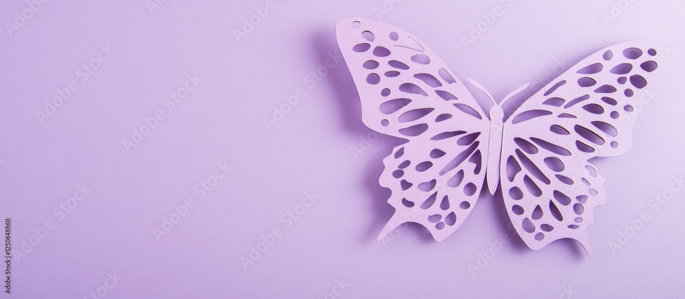 Poster Lilac butterfly silhouette on a violet background with crafting elements and bokeh effect ideal for scrapbooking or creative projects
