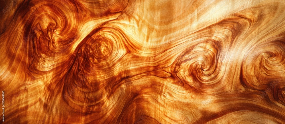 Aufkleber Abstract swirling wood texture with rich amber and golden hues creating a dynamic and artistic background for various design purposes.