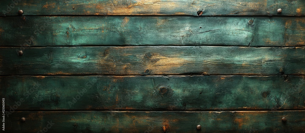 Poster vintage green wooden plank background with textured surface and rustic charm suitable for various de