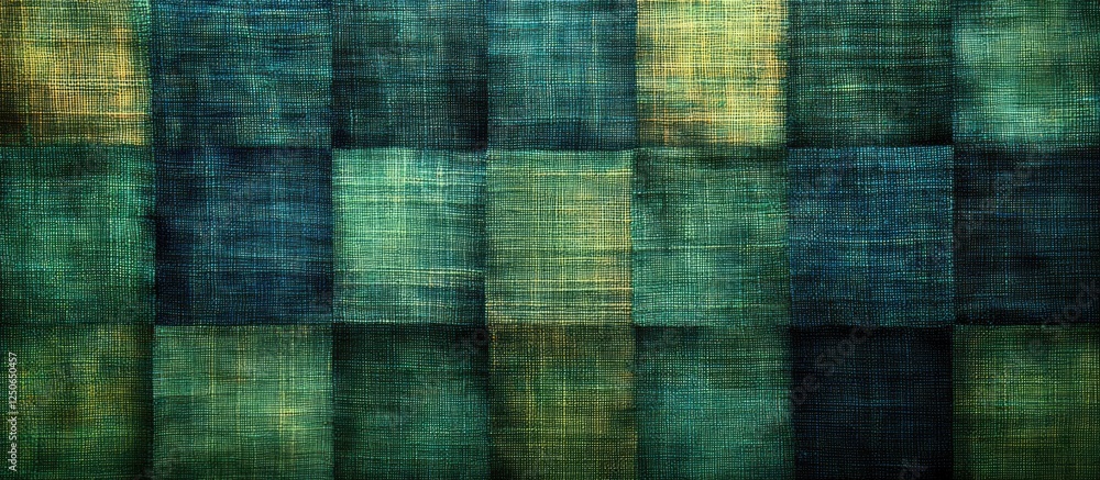 Poster textured green plaid background with a blend of dark and light shades creating a visually appealing 