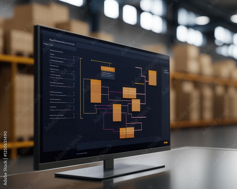 Poster supply chain management distribution risk management. dynamic split-screen showing warehouse logisti