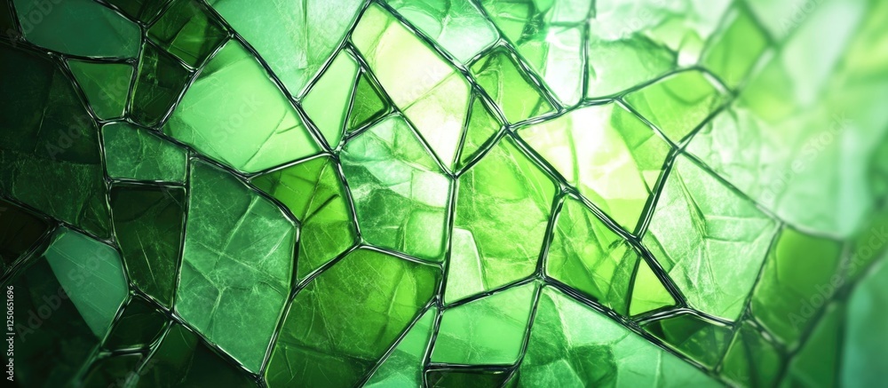 Aufkleber abstract green stained glass texture with transparency and fragments creating a vibrant and dynamic 