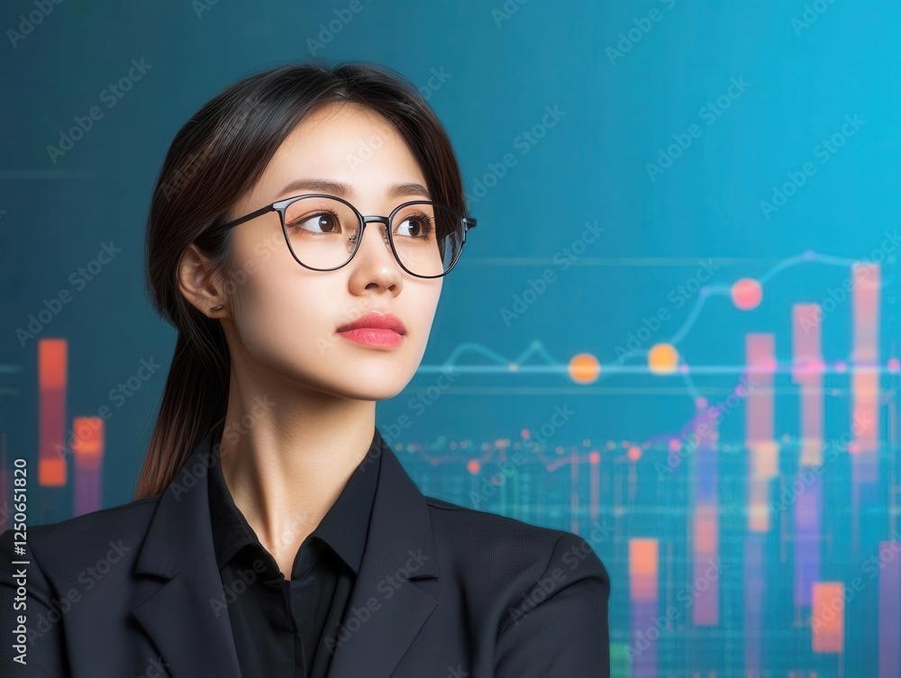 Poster supply chain management operations risk management. businesswoman reviewing operational efficiency m