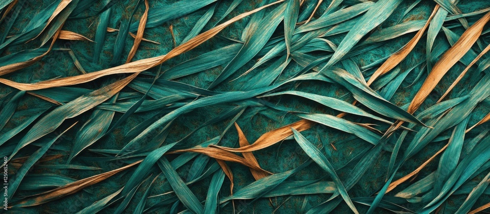 Poster green and dry grass texture background showcasing close-up details of a lush lawn with contrasting t