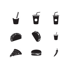 delicious fast food icon set flat design 