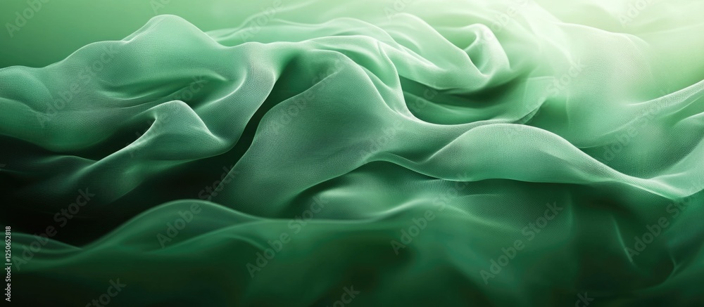 Poster elegant green abstract background with vintage texture and soft flowing fabric design