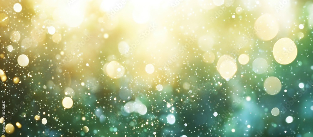 Poster green abstract background featuring soft bokeh and defocused particles creating a dreamy atmosphere 