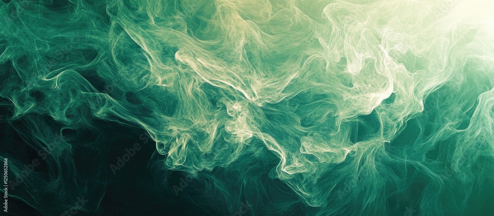 Poster green abstract background with vintage texture and ethereal smoky patterns for creative design proje