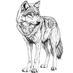 Fototapeta premium Illustrative sketch of a wolf showcasing its detailed features and majestic presence.