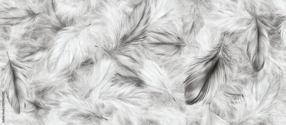 Poster gray and white soft feather texture background with a delicate woolly pattern ideal for design and a