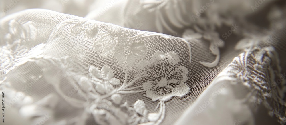 Poster elegant gray fabric with intricate floral pattern, showcasing a soft texture and delicate design sui