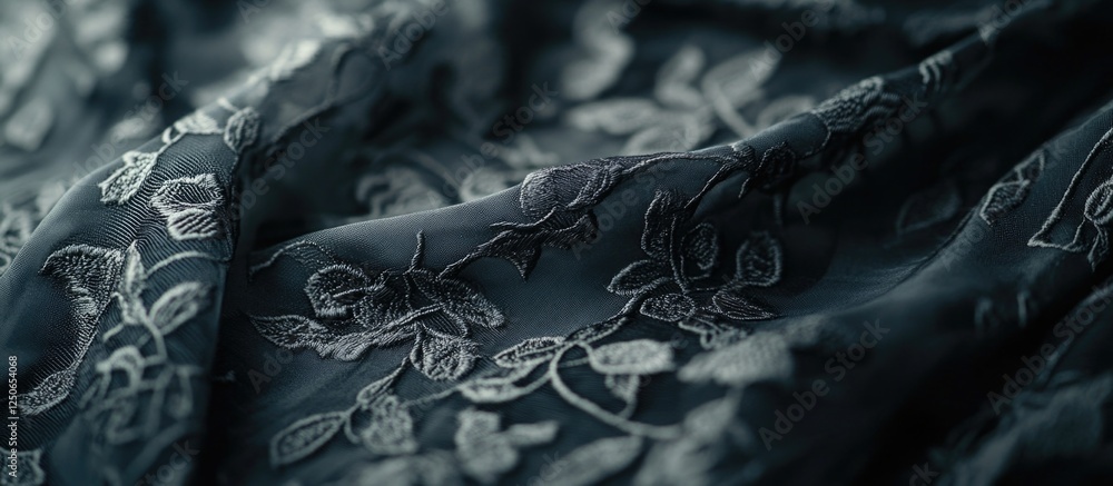 Poster elegant gray fabric with intricate floral pattern showcasing subtle texture and depth perfect for ba