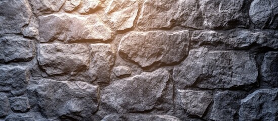 Fototapeta premium Textured gray stone wall with sun reflections suitable for backgrounds or decorative purposes in various design projects