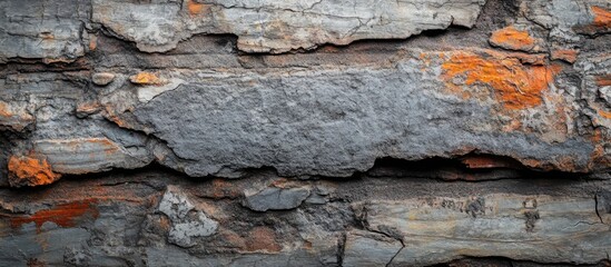 Textured gray and orange brick wall background with abstract patterns showcasing weathered surfaces and natural color variations.