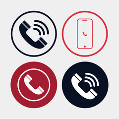 Ringing phone simple icon set. Smartphone ringing. Phone sign. Vector 