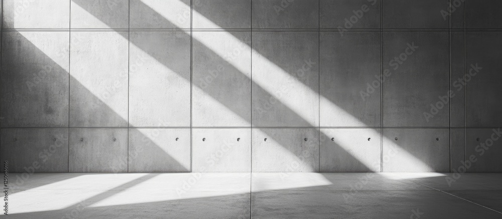 Poster minimalist gray concrete wall with textured surface and dynamic light shadows creating an industrial