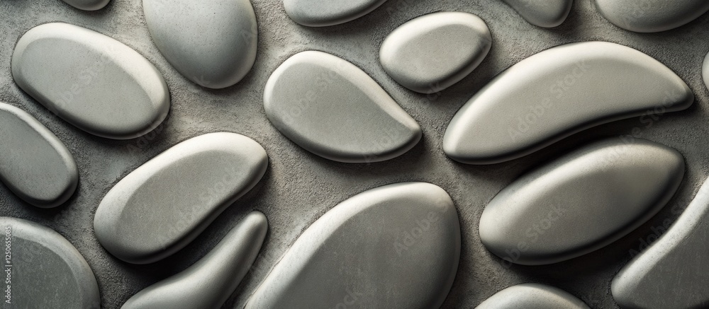Aufkleber smooth gray pebbles arranged in an abstract pattern creating a calming and minimalist background for
