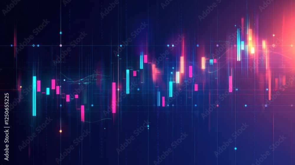 Aufkleber futuristic stock market chart analysis with dynamic neon data visualization
