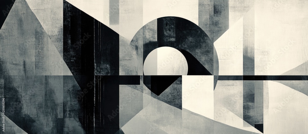 Poster abstract geometric shapes in gray tones on a neutral background creating a modern artistic compositi