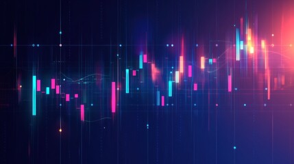 Futuristic Stock Market Chart Analysis with Dynamic Neon Data Visualization
