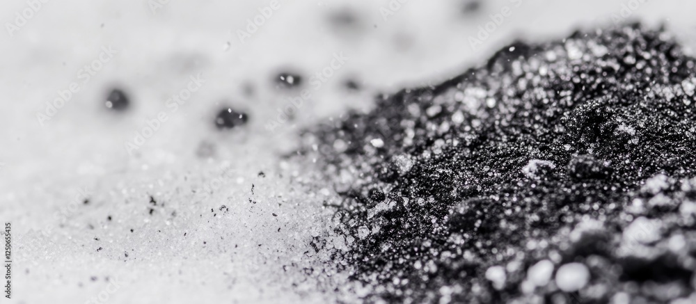 Poster gray material texture featuring snow and sand granules with a macro view of coal crystals and a poro