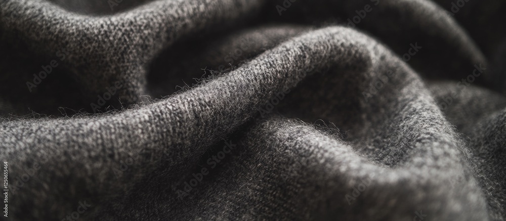 Poster gray wool fabric texture with soft folds creating a visually rich background ideal for fashion or te