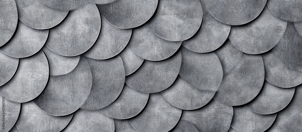 Aufkleber gray linoleum texture featuring a repetitive pattern of overlapping circles suitable for background 