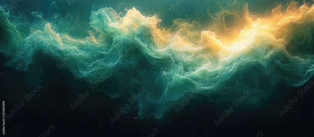 Aufkleber abstract teal and gold smoke texture with ethereal swirling patterns for creative backgrounds and de